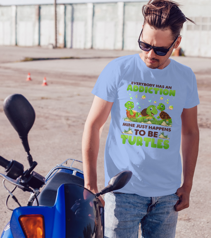 Everybody Has An Addiction Mine Just Happens To Be Turtles With Cute Cartoon Turtles And Bubbles T-Shirt
