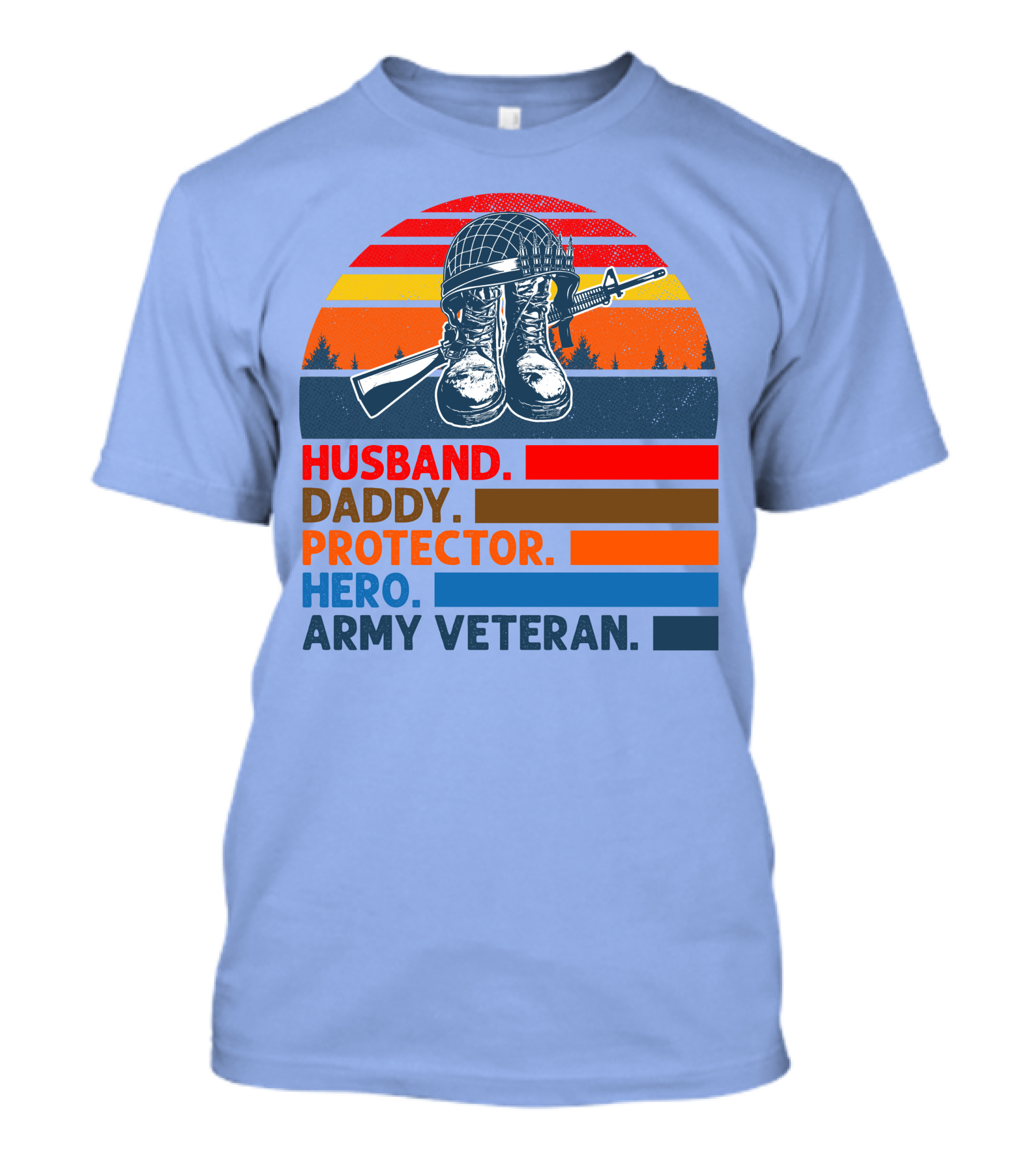 Husband Daddy Protector Hero Army Veteran Vintage RD T-Shirt