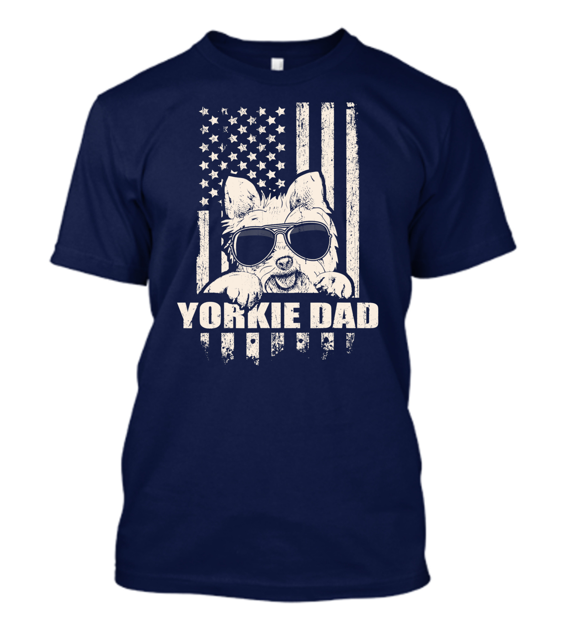 Yorkie Dad Cool Vintage Proud American USA Flag T-Shirt