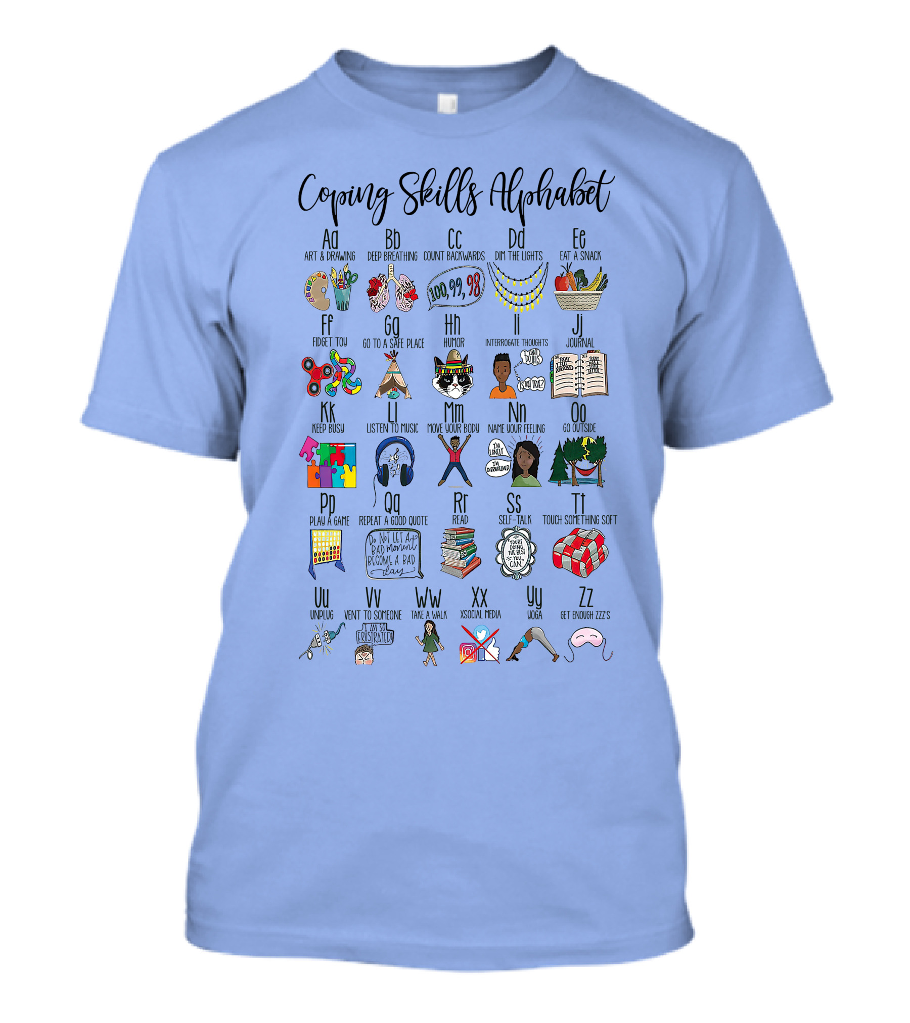 Coping Skills Alphabet Self-Care Activities And Relaxation Techniques T-Shirt