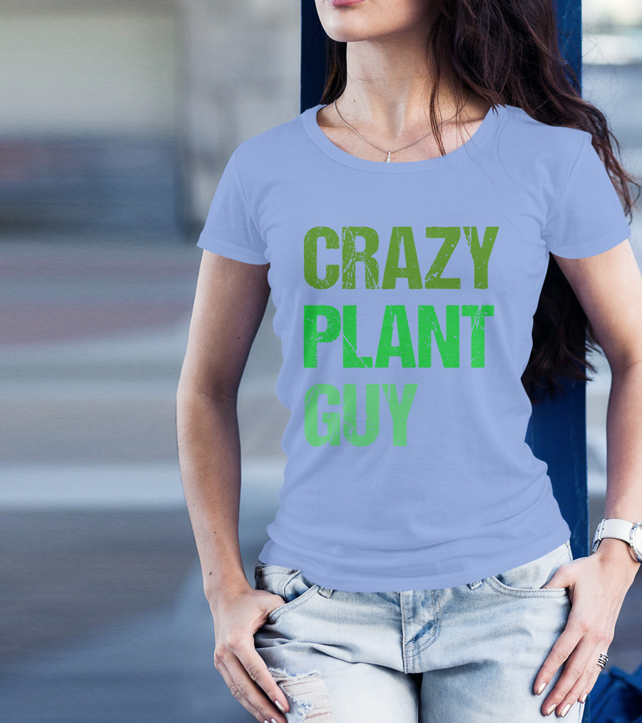 Mens Crazy Plant Guy Text T-Shirt