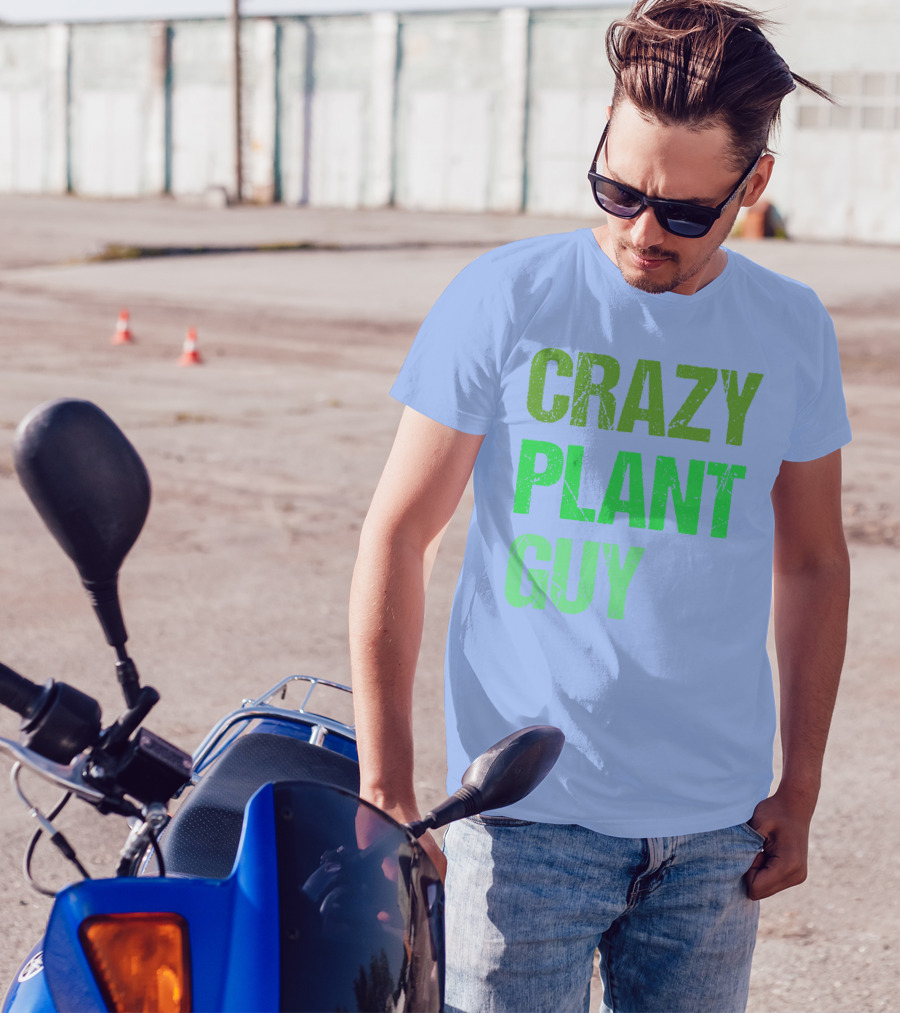 Mens Crazy Plant Guy Text T-Shirt