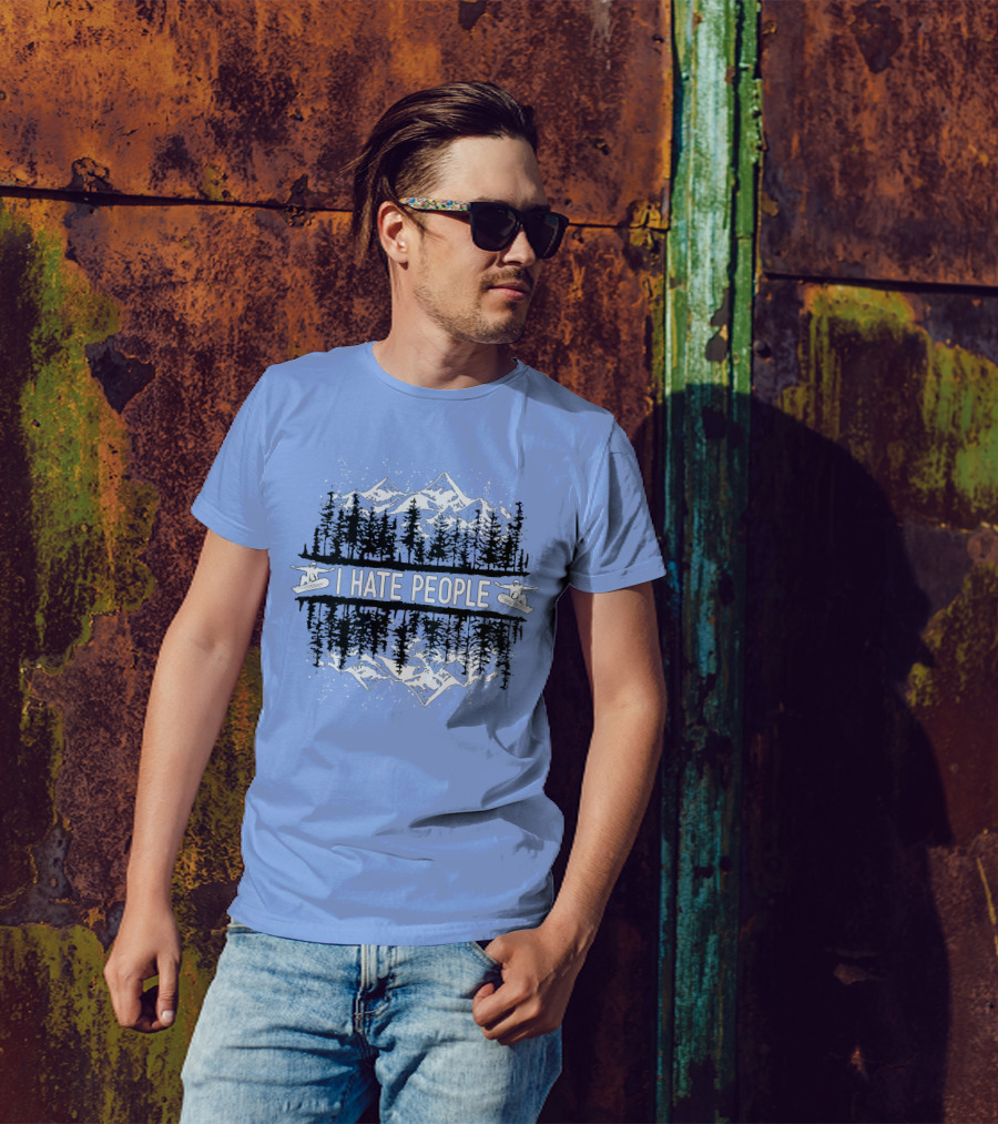 I Hate People Skating In Mountain Forest Scene T-Shirt