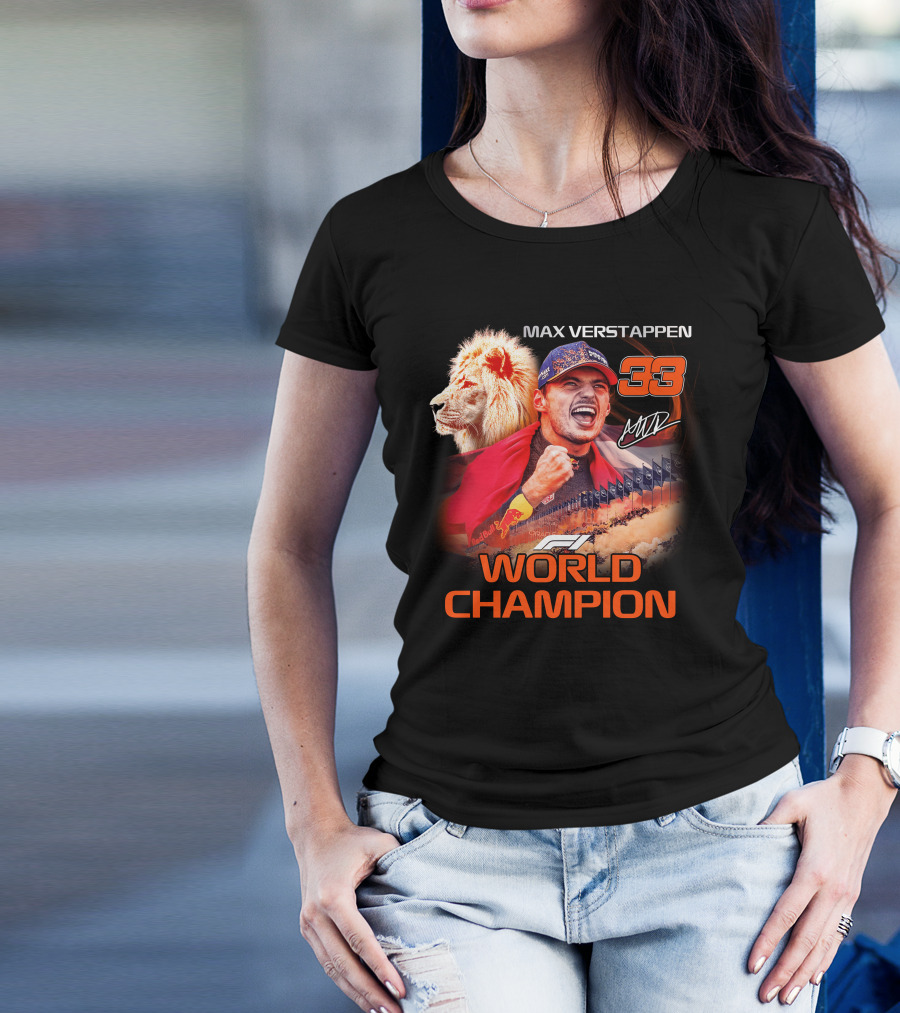 Max Verstappen 33 World Champion Felice Mav Lion F1 T-Shirt