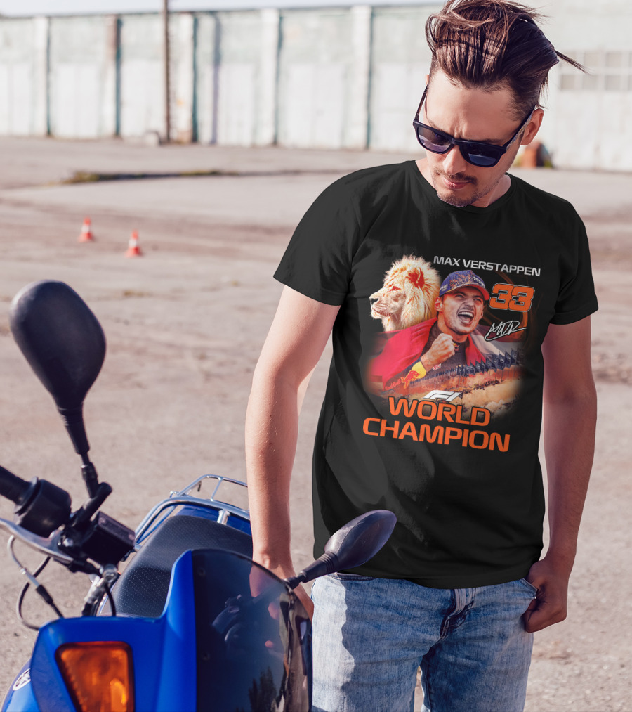 Max Verstappen 33 World Champion Felice Mav Lion F1 T-Shirt