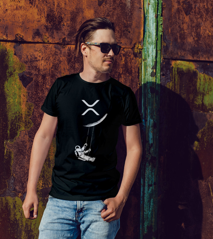 Lyndsey XRP Blockchain Cryptocurrency Community Astronaut Swinging On Moon T-Shirt