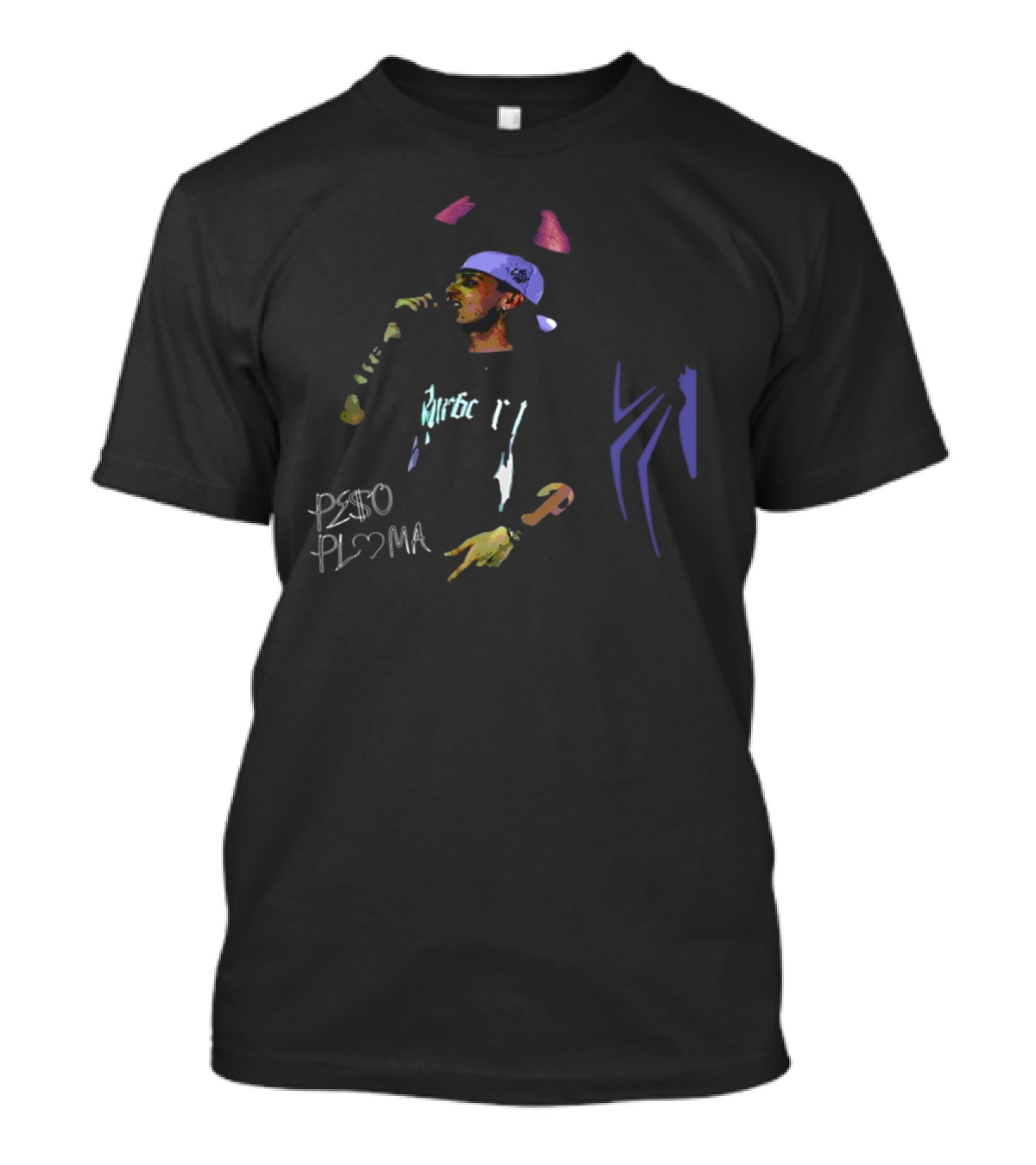 Peso Pluma Singer Graphic With Cap And Microphone T-Shirt