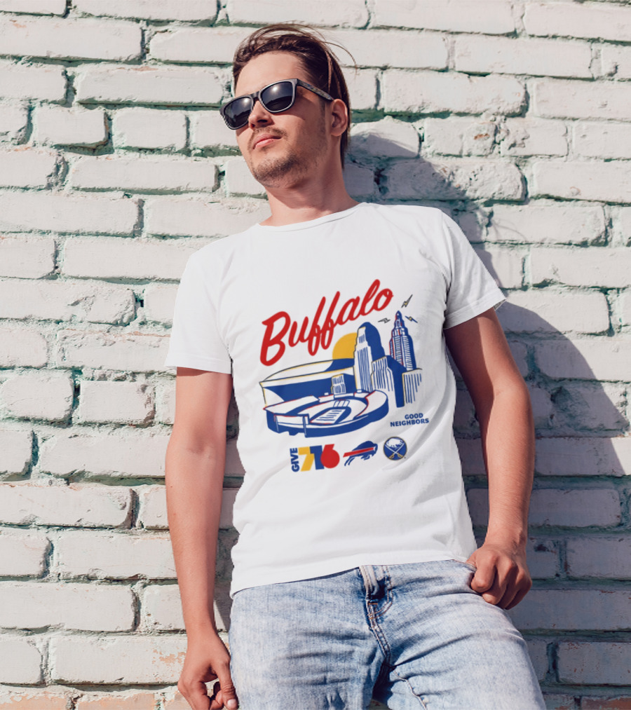 Buffalo Good Neighbors Skyline Give 716 Sabres Bills Elements T-Shirt