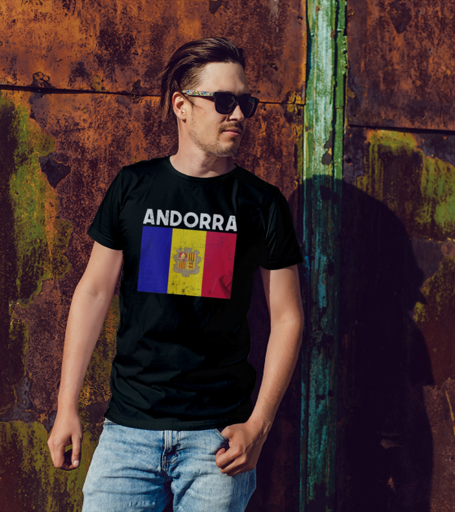 ANDORRA Flag Andorra4032 Iconic Symbol Emblem T-Shirt
