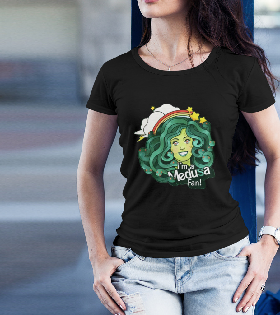 Harebraineddesign I'm A Medusa Fan Rainbow Clouds Stars T-Shirt