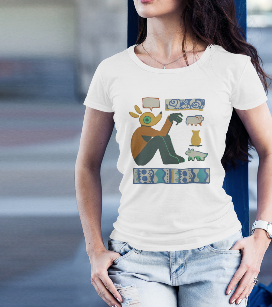 Trickleyt Homunculus Deer Character With Floral And Sheep T-Shirt