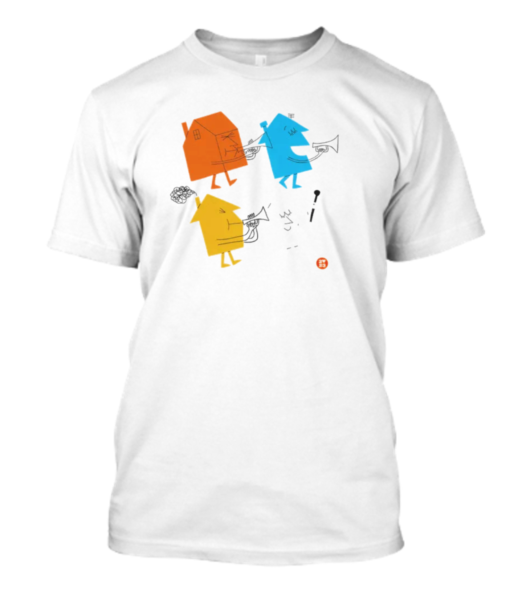 4 Houses Colorful Cartoon Characters T-Shirt