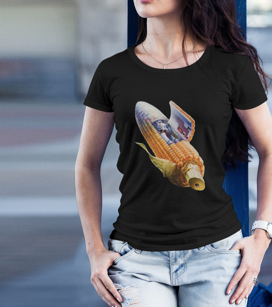 70s Sci-Fi Corn Grass Spacecraft Hybrid T-Shirt