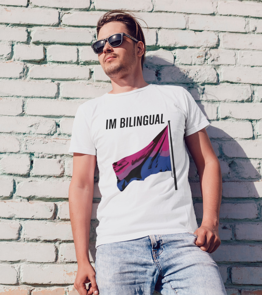 IM Bilingual Flag With Pink Purple And Blue Stripes T-Shirt
