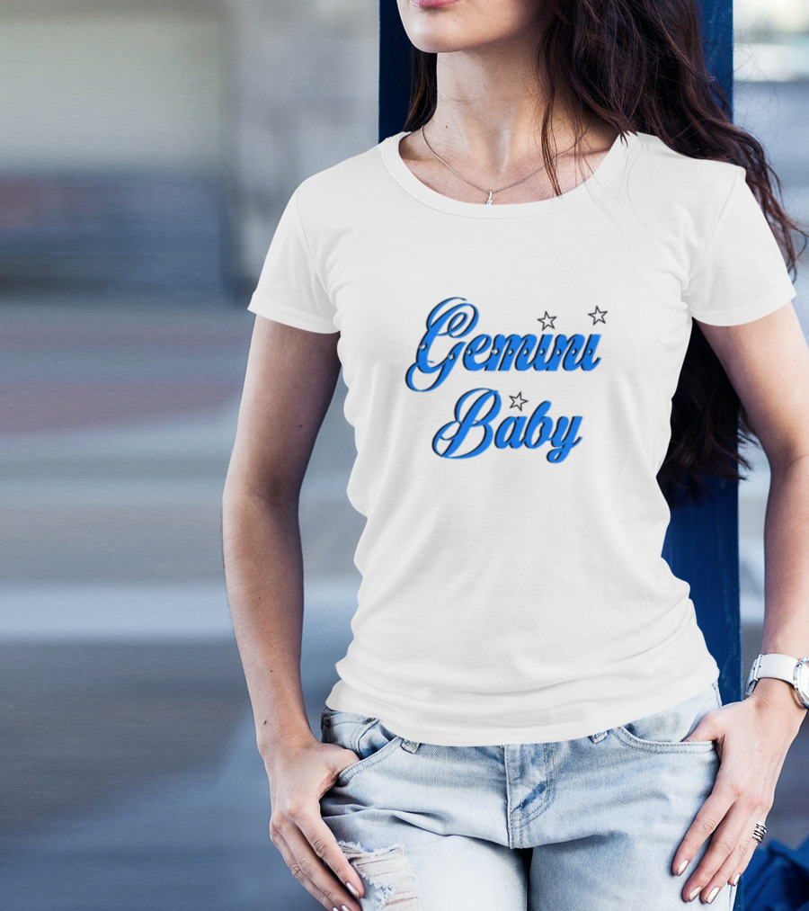 Beabadoobee Gemini Baby Blue Script With Stars T-Shirt