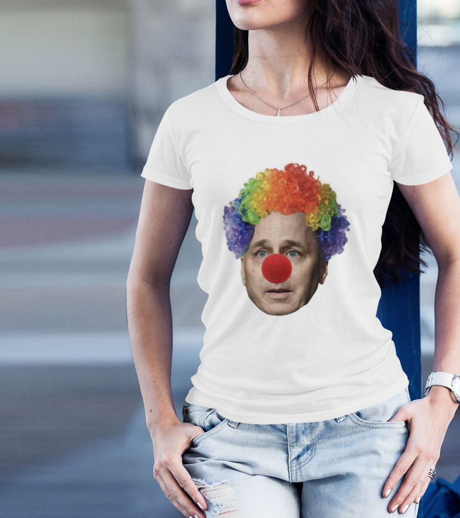 Burdenburner Brian Clownman Rainbow Wig Red Nose Face T-Shirt