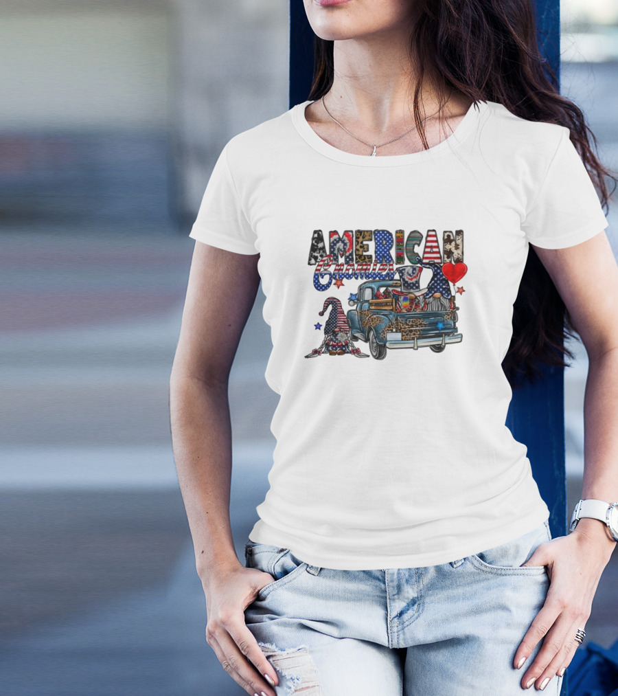 American Gnomies Truck With Patriotic Gnome Patterns And Stars T-Shirt
