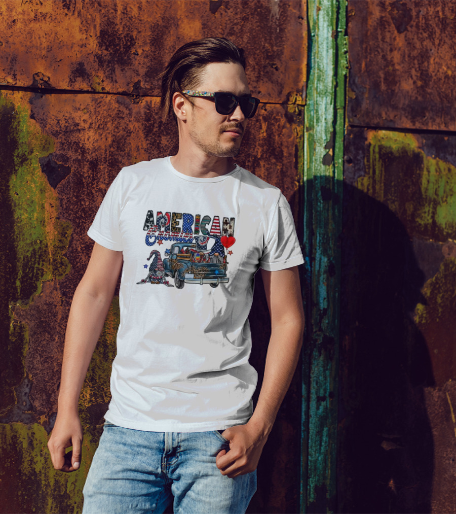 American Gnomies Truck With Patriotic Gnome Patterns And Stars T-Shirt