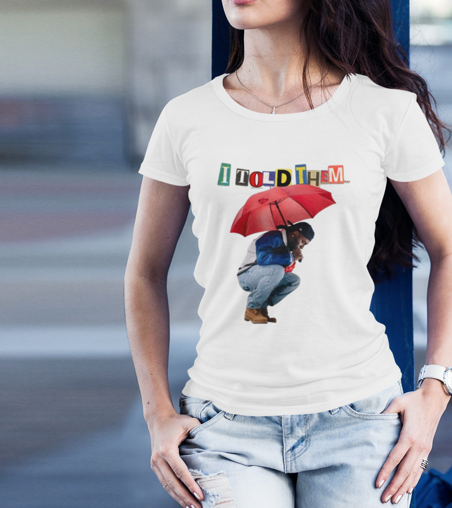 I Told Them Burna Boy Red Umbrella Crouching Pose T-Shirt