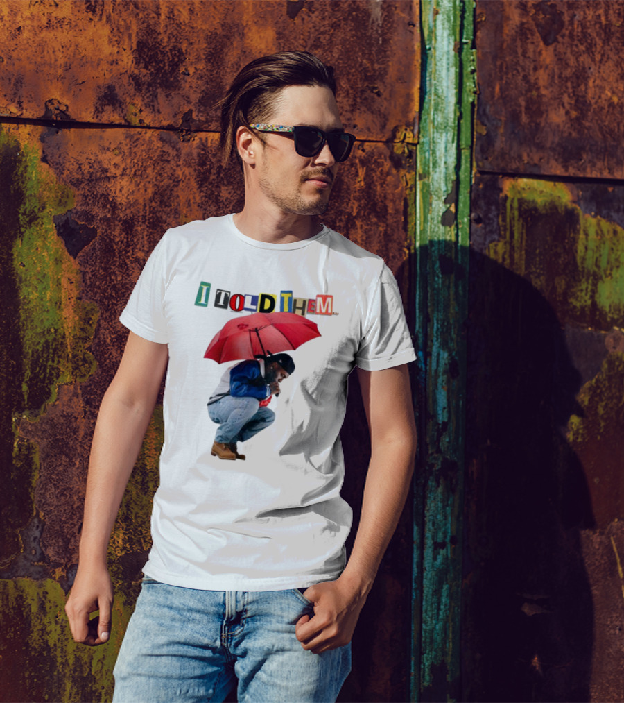 I Told Them Burna Boy Red Umbrella Crouching Pose T-Shirt