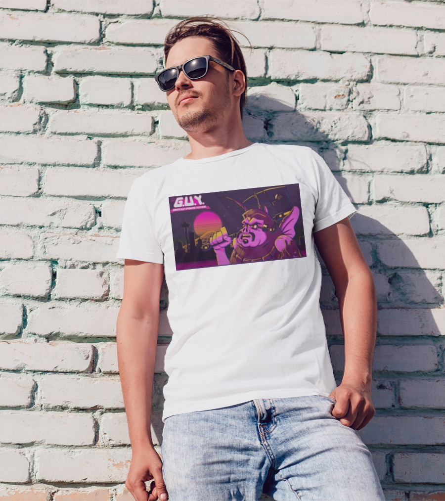 Gundamishere G.U.Y. Generically Upgraded New Retro Sci-Fi Neon T-Shirt