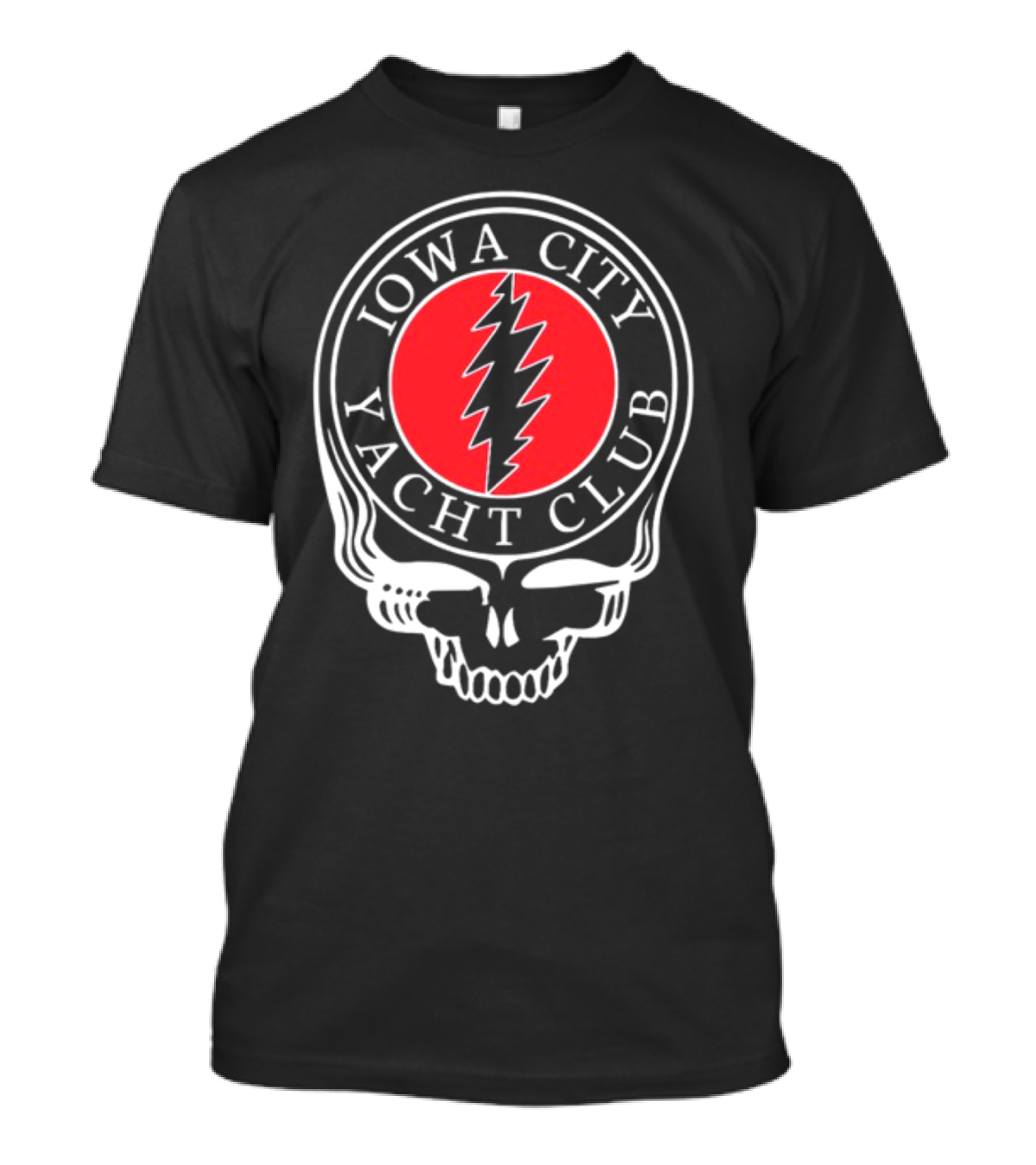 Iowa City Yacht Club Skull Steal Your Face Lightning Bolt T-Shirt