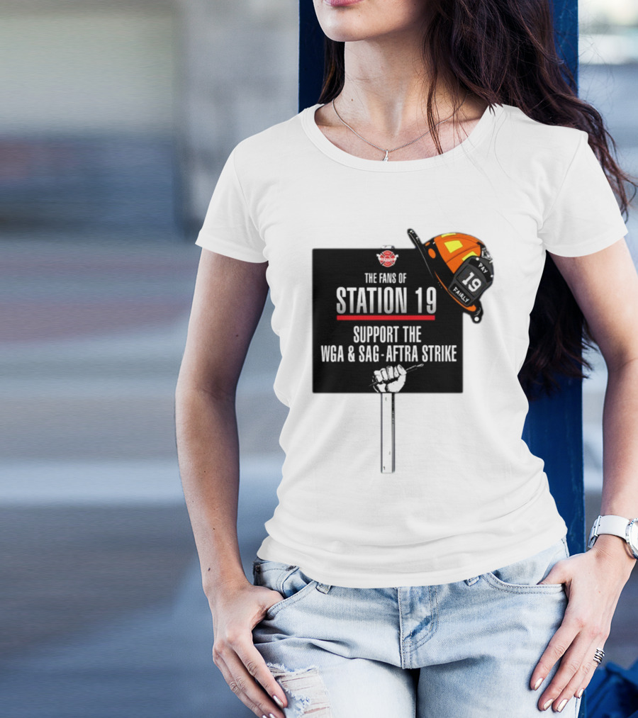Fans Of Station 19 Support WGA And SAG-AFTRA Strike With Firefighter Helmet T-Shirt