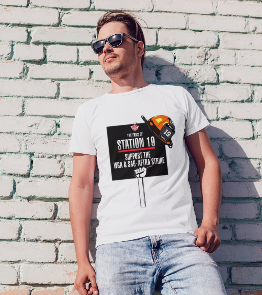 Fans Of Station 19 Support WGA And SAG-AFTRA Strike With Firefighter Helmet T-Shirt
