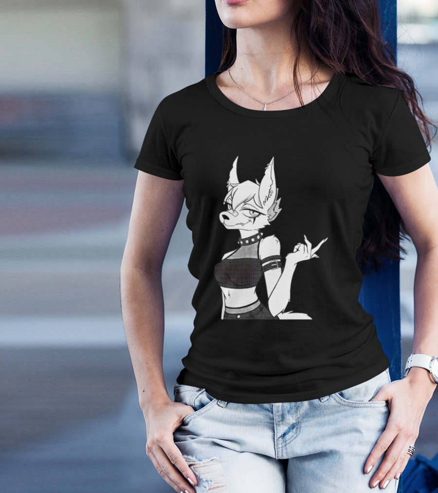 Punk Girl Jackal Attitude Aesthetic T-Shirt