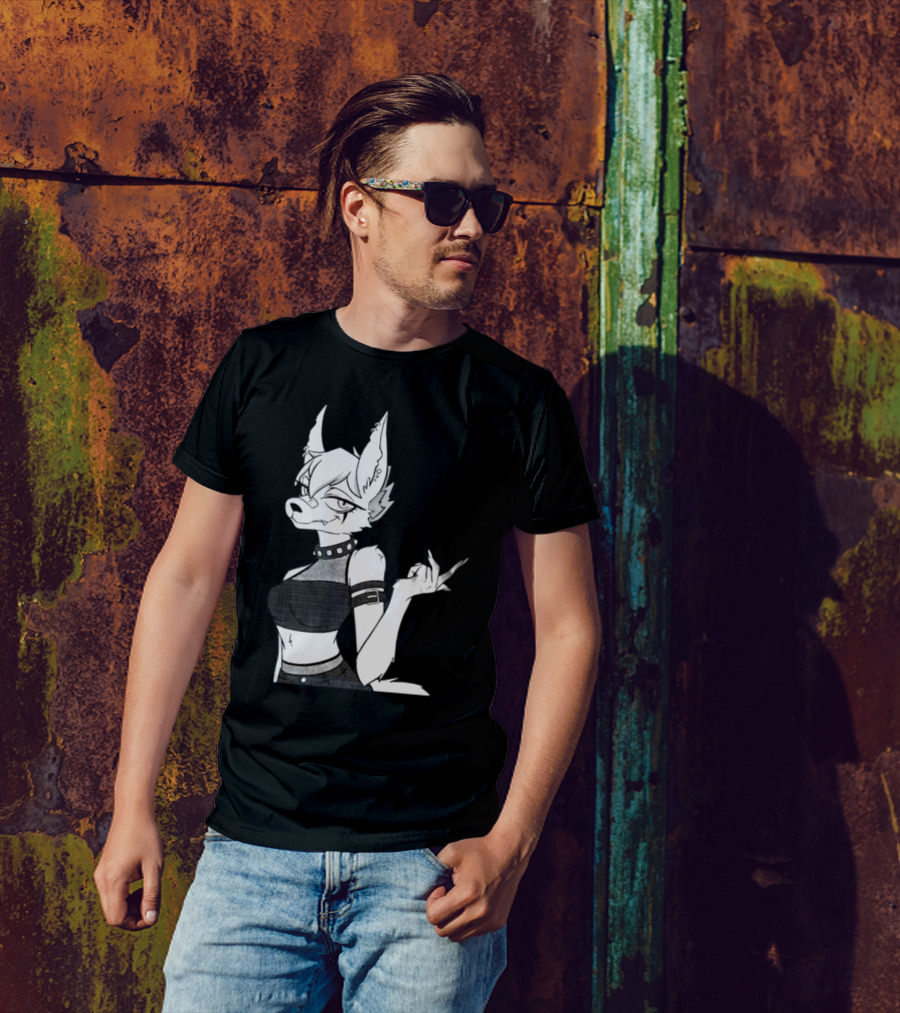 Punk Girl Jackal Attitude Aesthetic T-Shirt