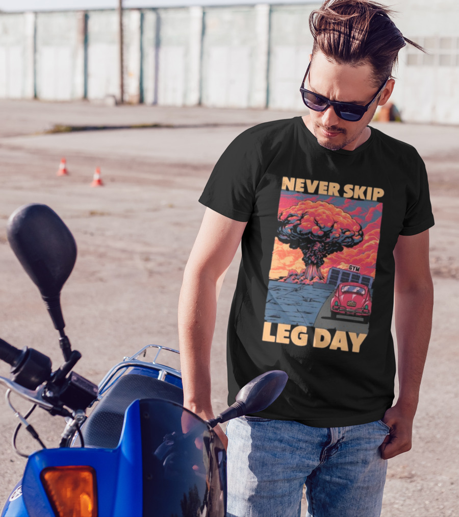 Raskolapparel Never Skip Leg Day Gym Explosion Retro Car T-Shirt