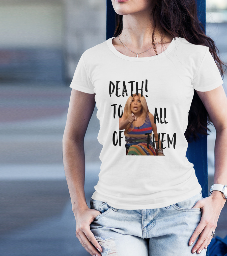 DEATH TO ALL OF THEM Pointing Woman In Colorful Dress T-Shirt