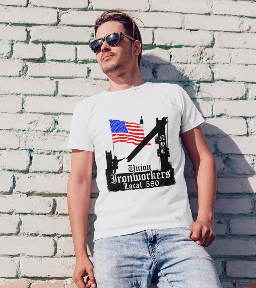 Union Ironworkers Local 580 NYC American Flag T-Shirt