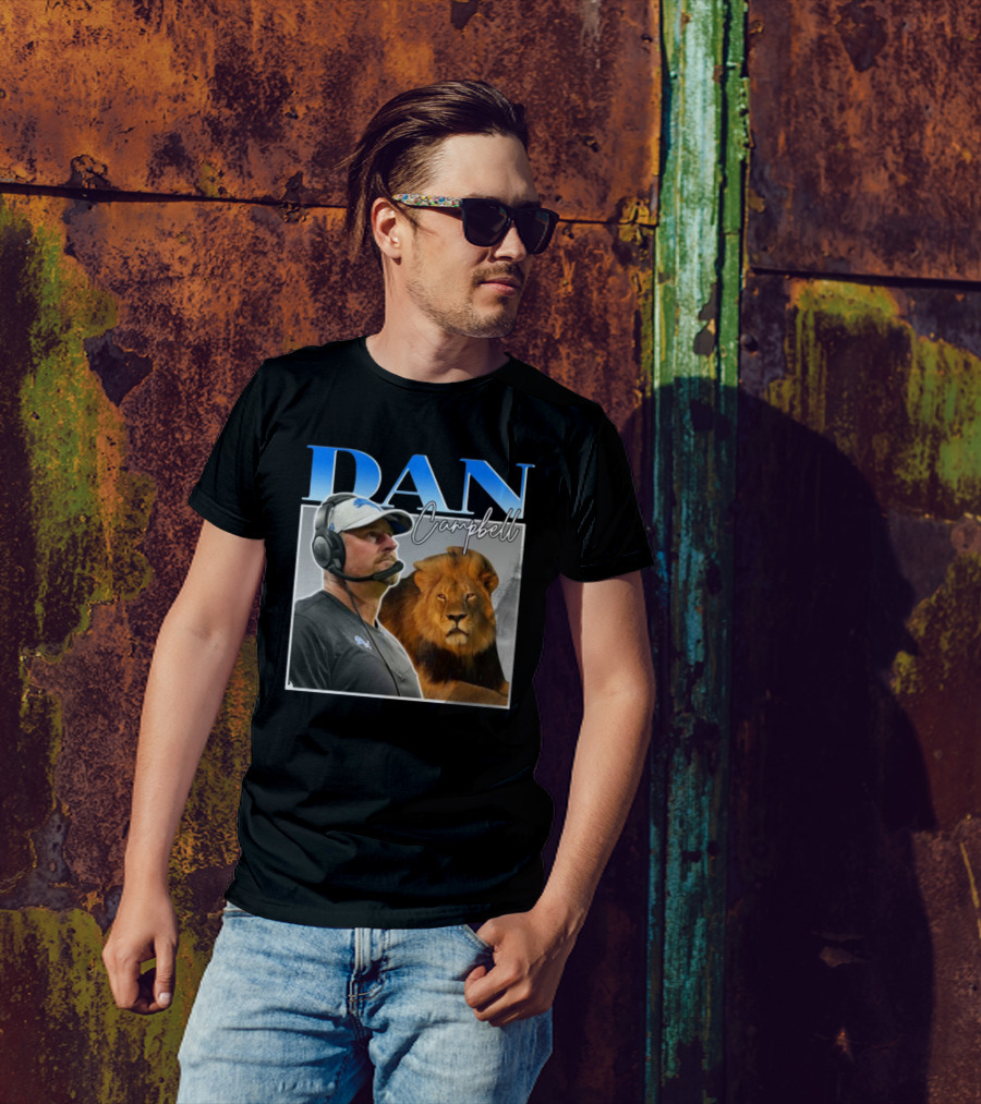 Dan Campbell Detroit Lions Coach With Lion Vintage T-Shirt
