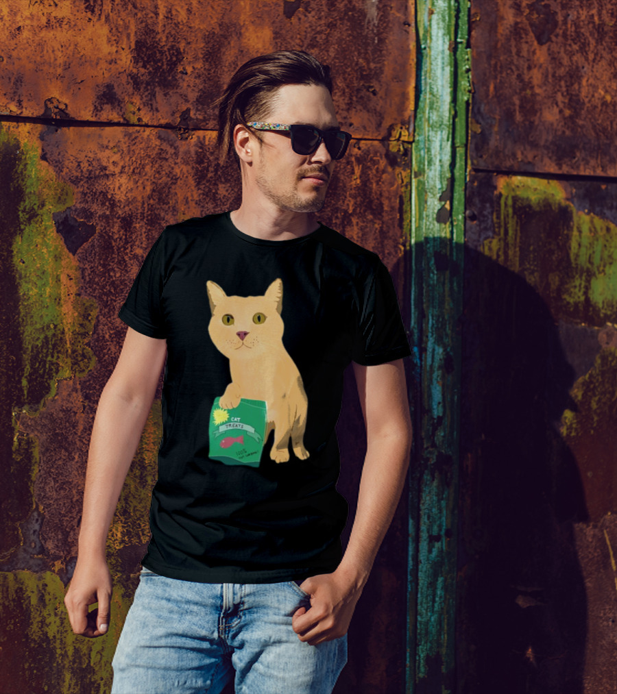 KatRose Cat Treats 100% Fish Formula Cat Holding Green Package T-Shirt