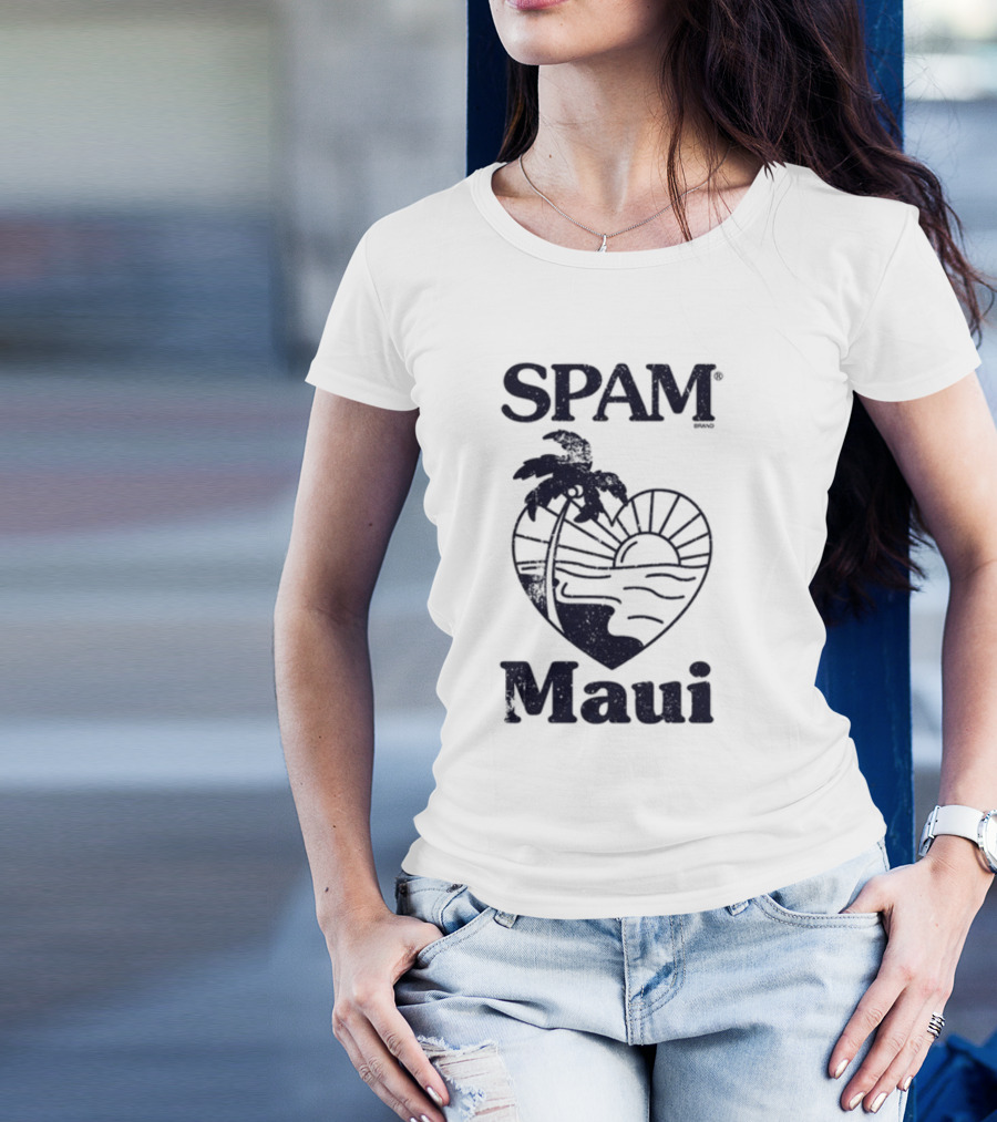 SPAM Maui Sunset Heart Palm Tree T-Shirt