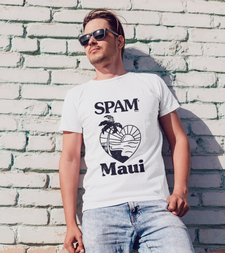 SPAM Maui Sunset Heart Palm Tree T-Shirt