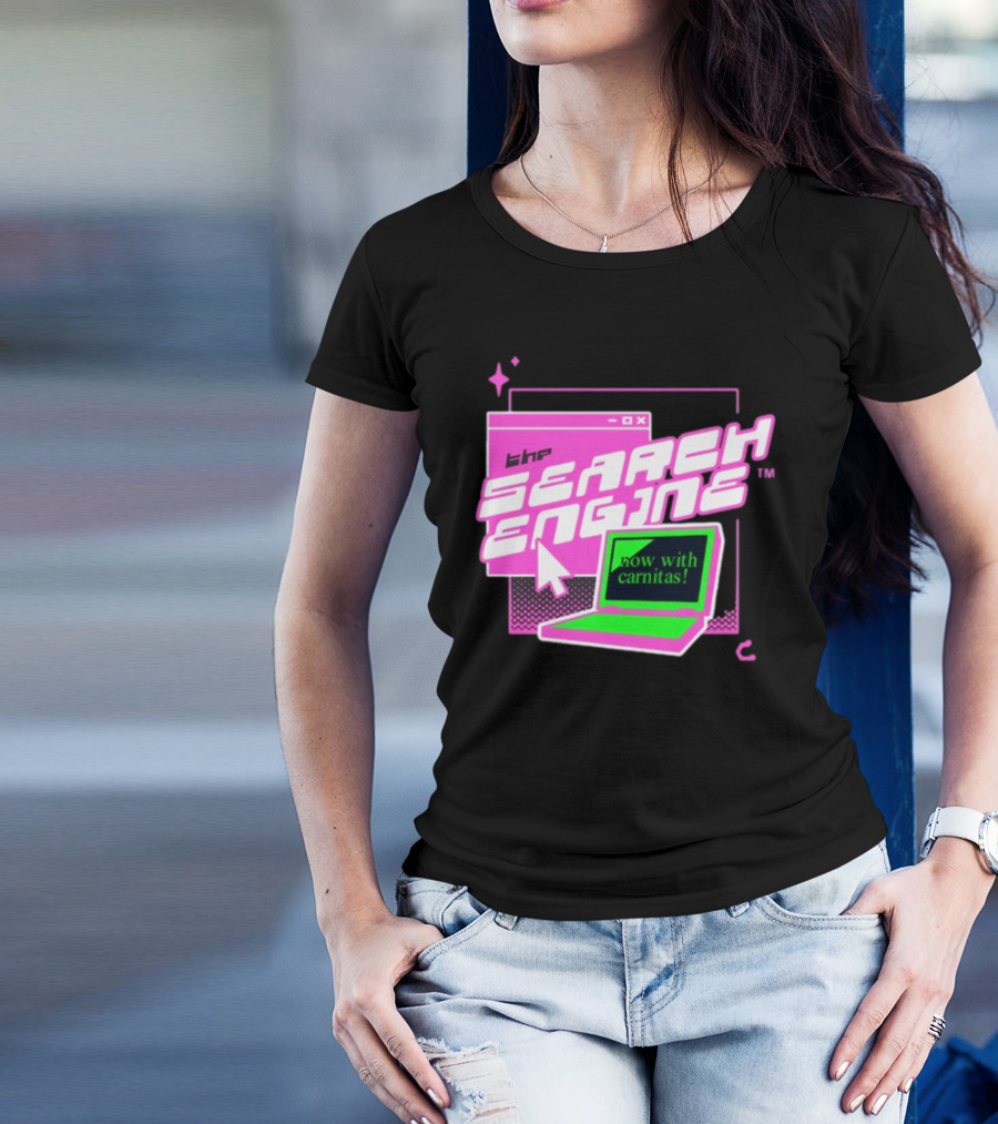 The Search Engine Now With Carnitas Neon Retro Computer Graphics T-Shirt