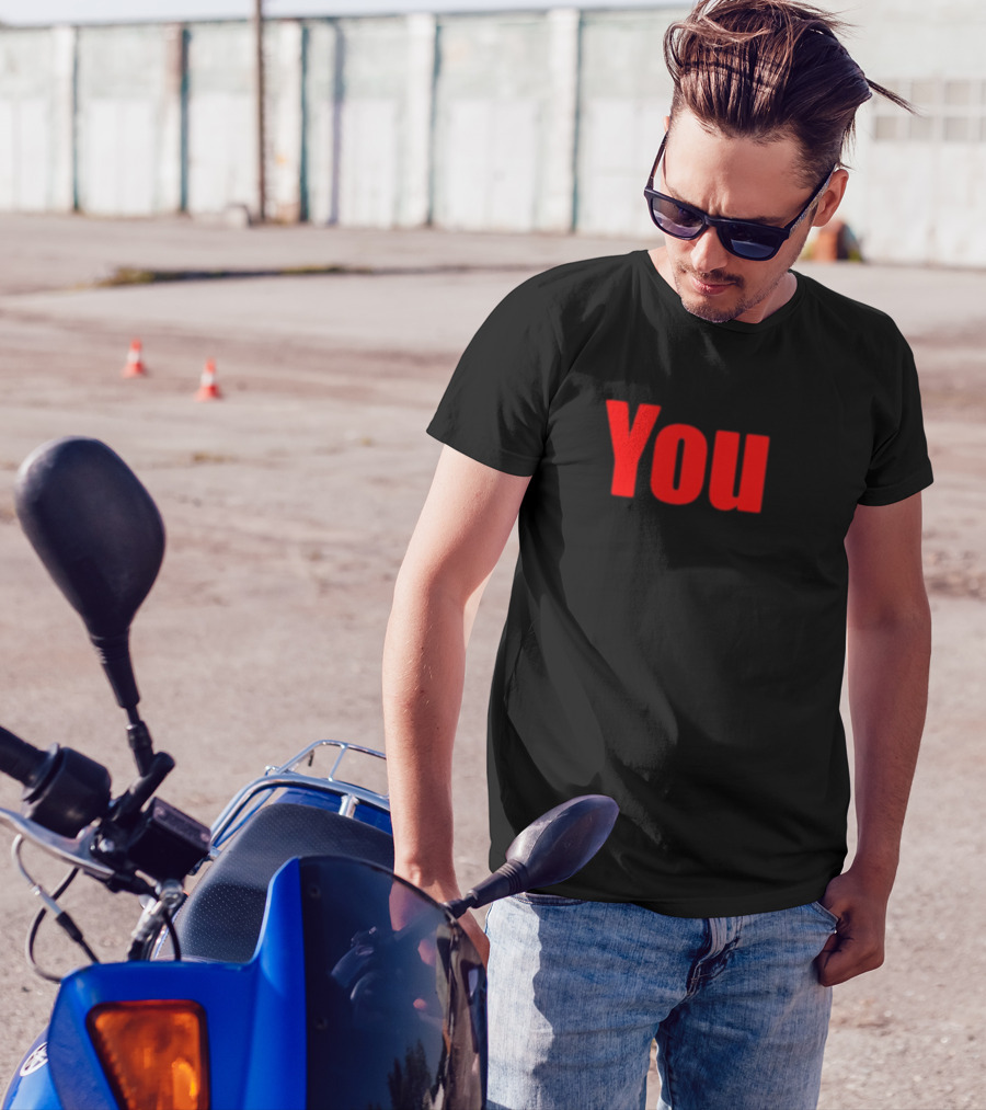 Ideogram; You-Red Print Text In T-Shirt