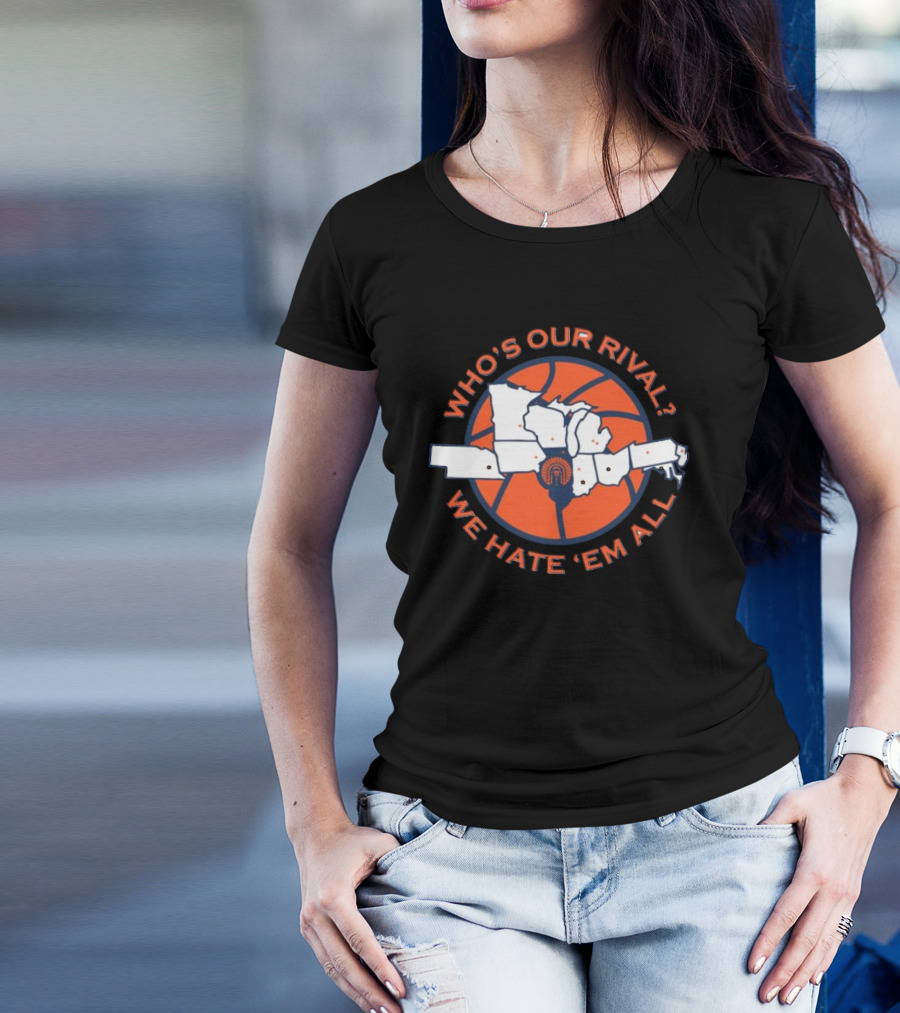 Illinois Basketball Who's Our Rival We Hate 'Em All Map T-Shirt