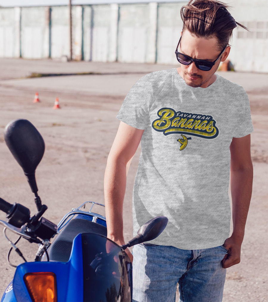 Savannah Bananas Yellow Plaid Baseball Logo Fun T-Shirt