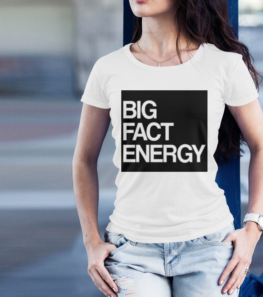 Fact Fiend Big Fact Energy Black Typography T-Shirt