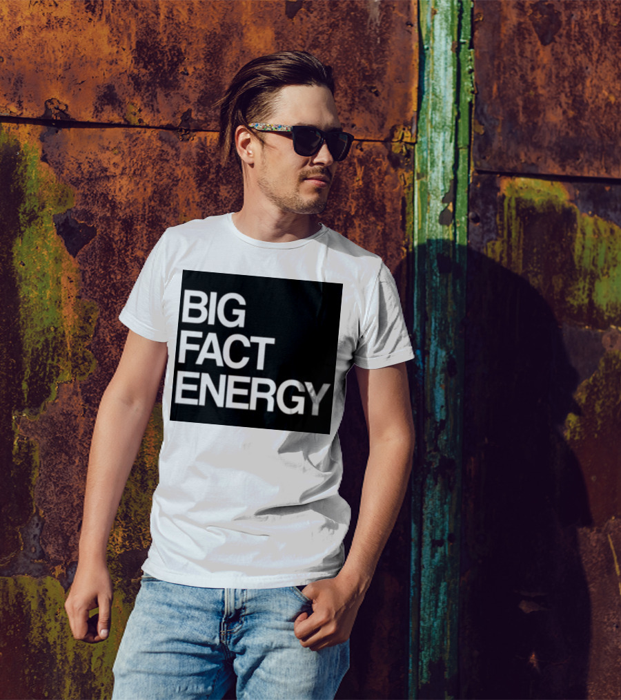 Fact Fiend Big Fact Energy Black Typography T-Shirt