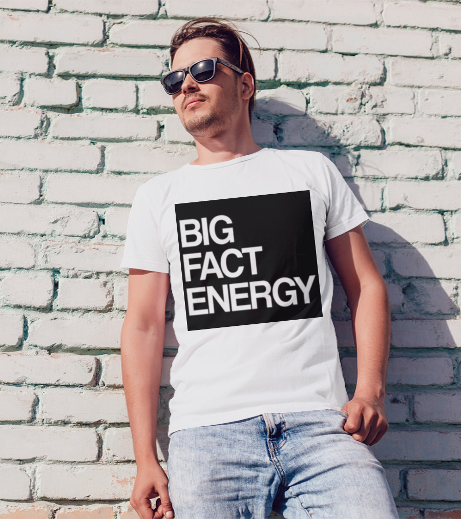 Fact Fiend Big Fact Energy Black Typography T-Shirt