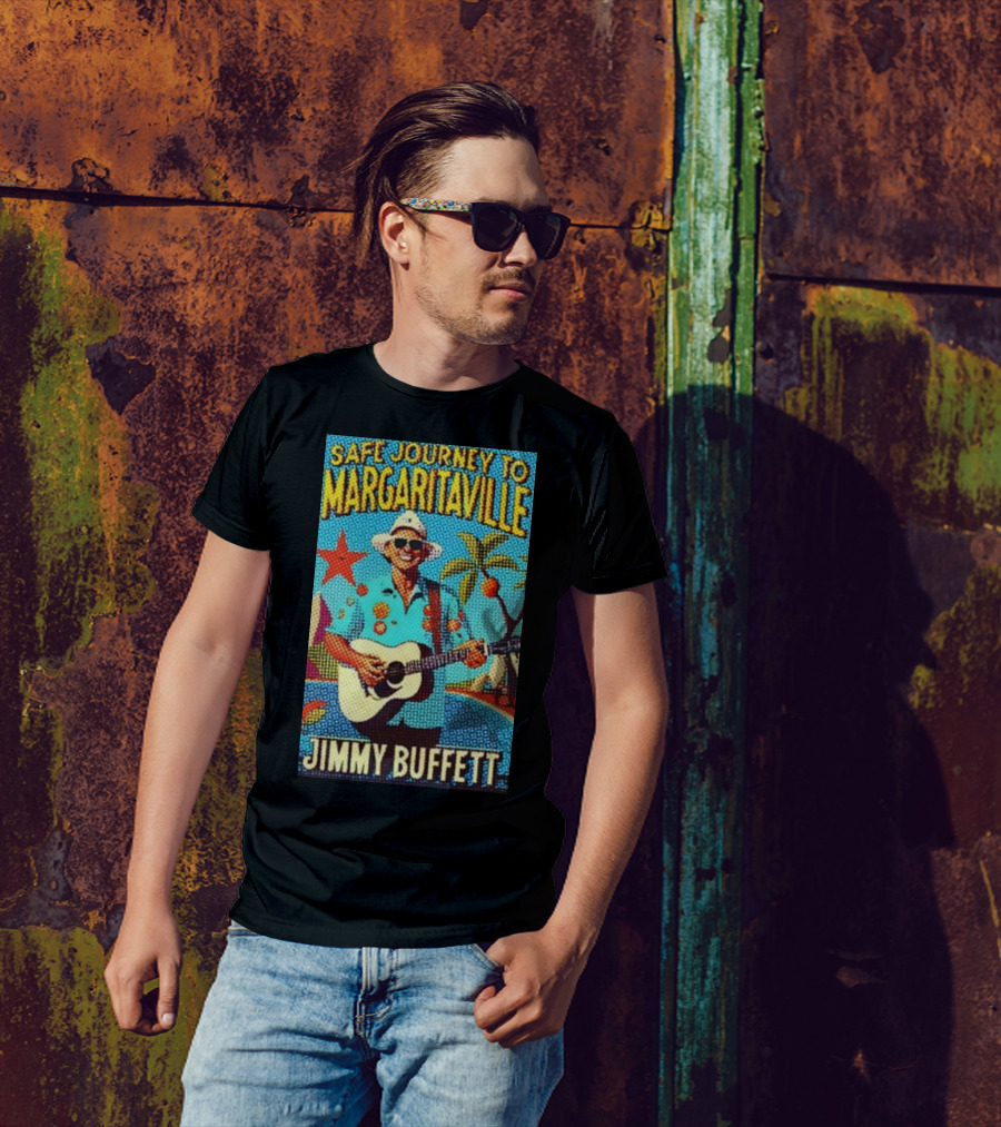 Safe Journey To Margaritaville Jimmy Buffett Tropical Guitar Fun T-Shirt