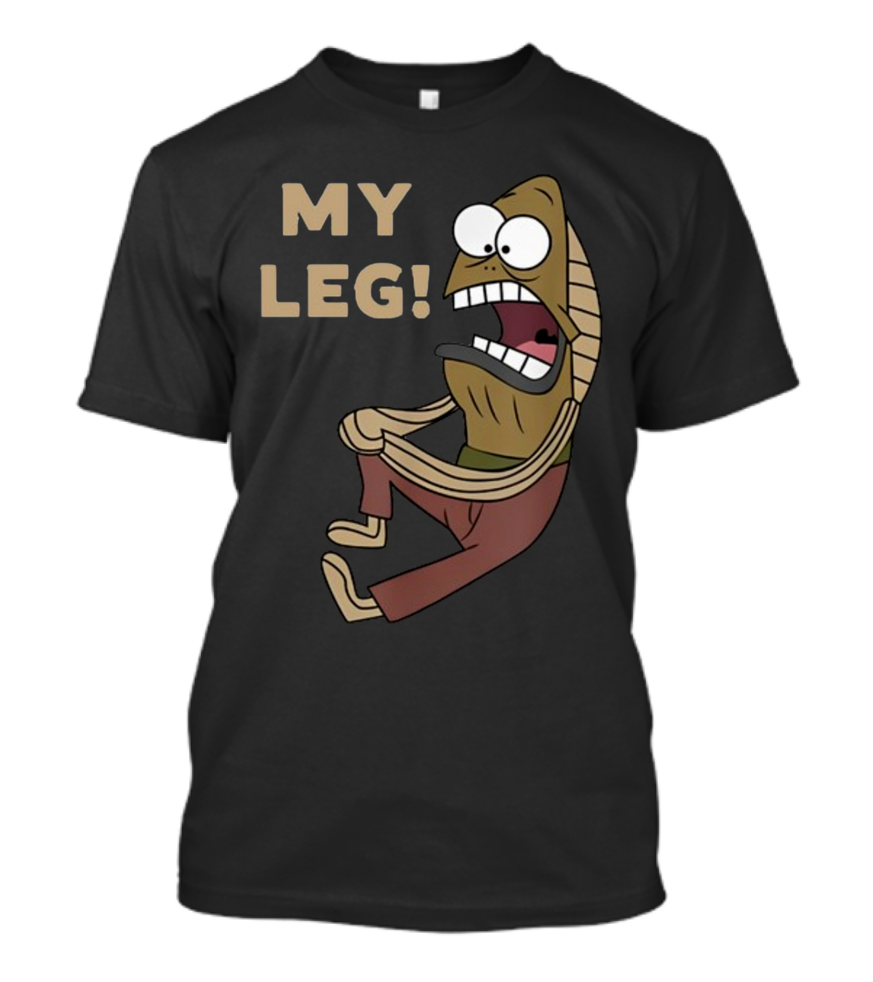 MY LEG Fish Character Scream Comic T-Shirt