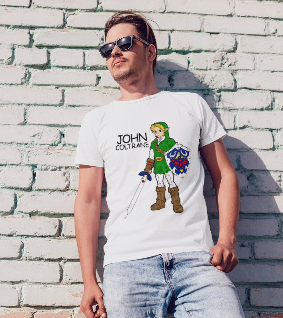 JOHN COLTRANE Lxix Apparel Zelda Inspired Character With Sword And Shield T-Shirt