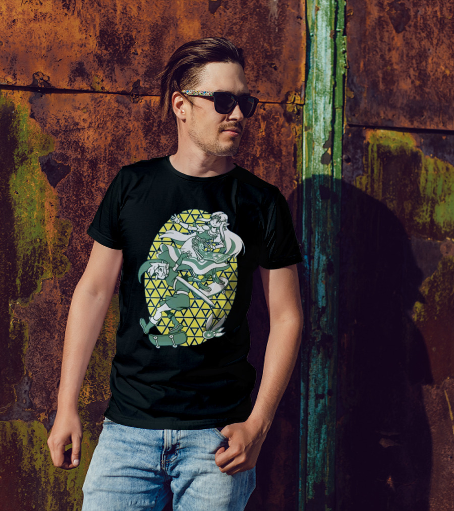 Ocarina Of Grind Link And Zelda Skateboarding Triangles T-Shirt