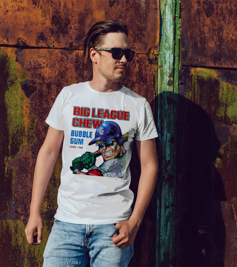 Big League Chew Bubble Gum Since 1980 Baseball Player T-Shirt