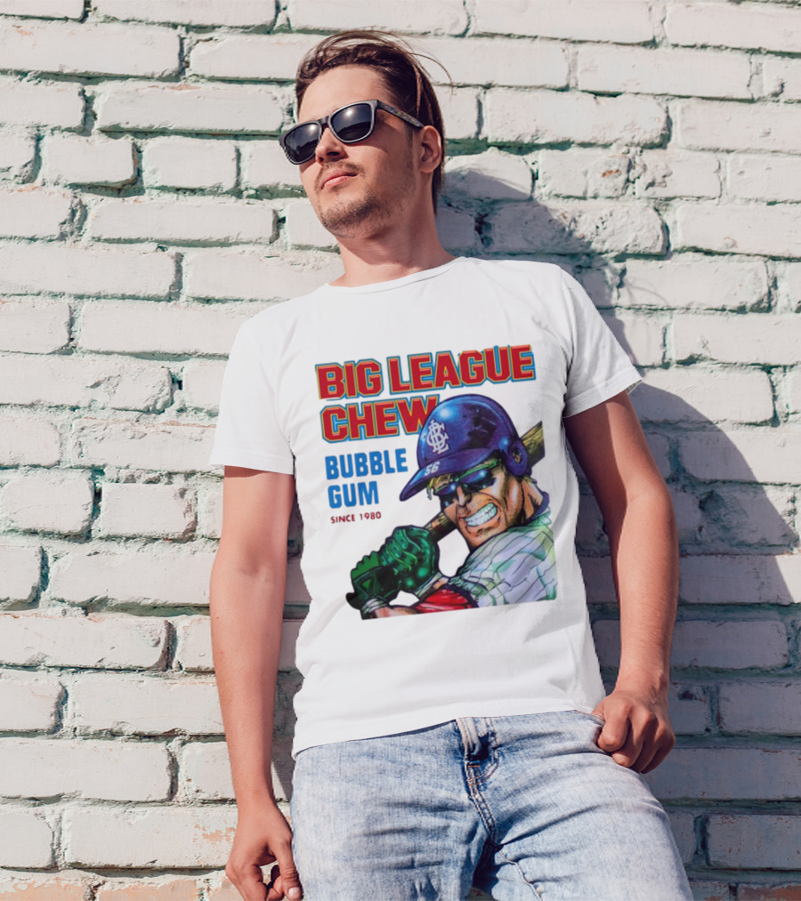 Big League Chew Bubble Gum Since 1980 Baseball Player T-Shirt